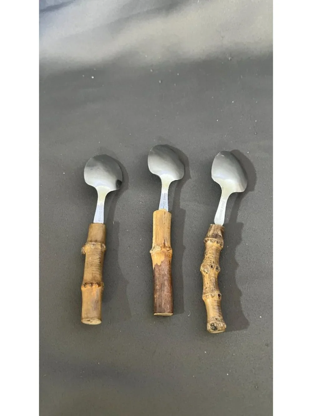 Bamboo Handle Serrated Stainless Steel Grapefruit Spoons Set Of 3 Handmade